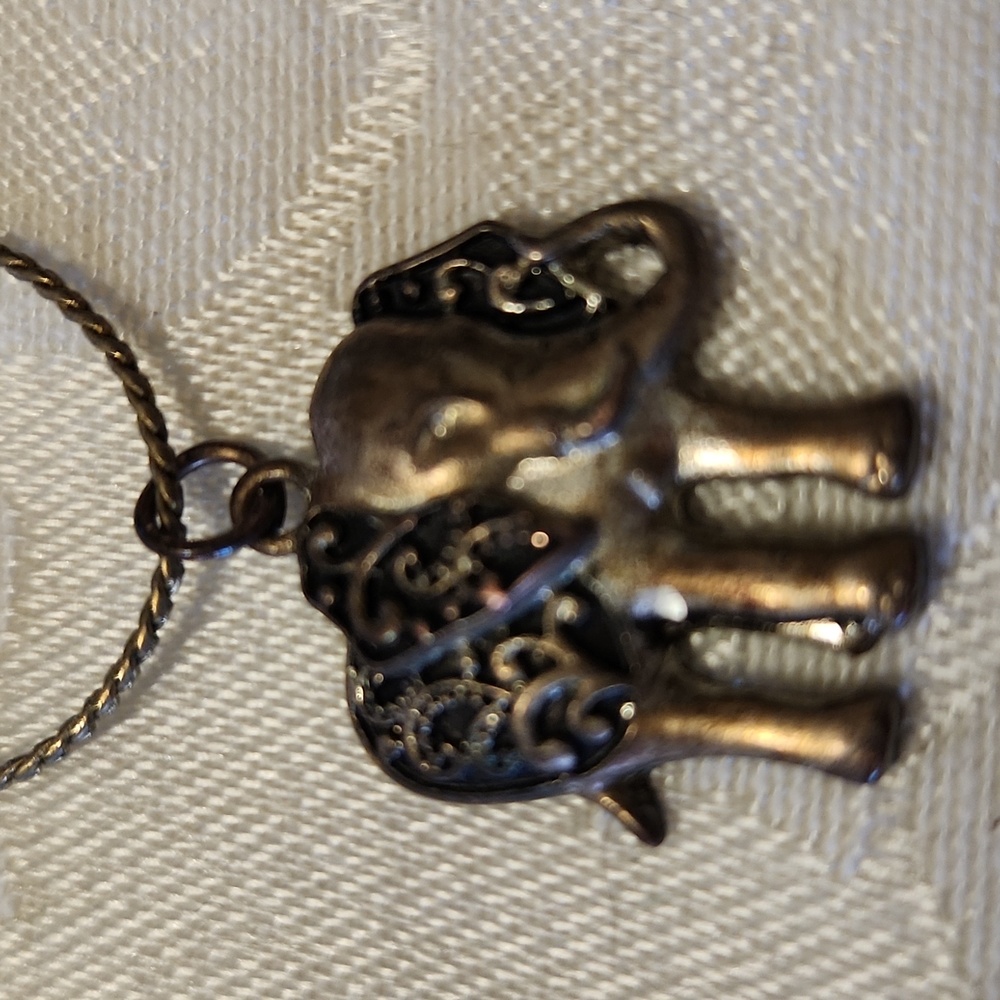 Long Goldtone Chain & Elephant charm